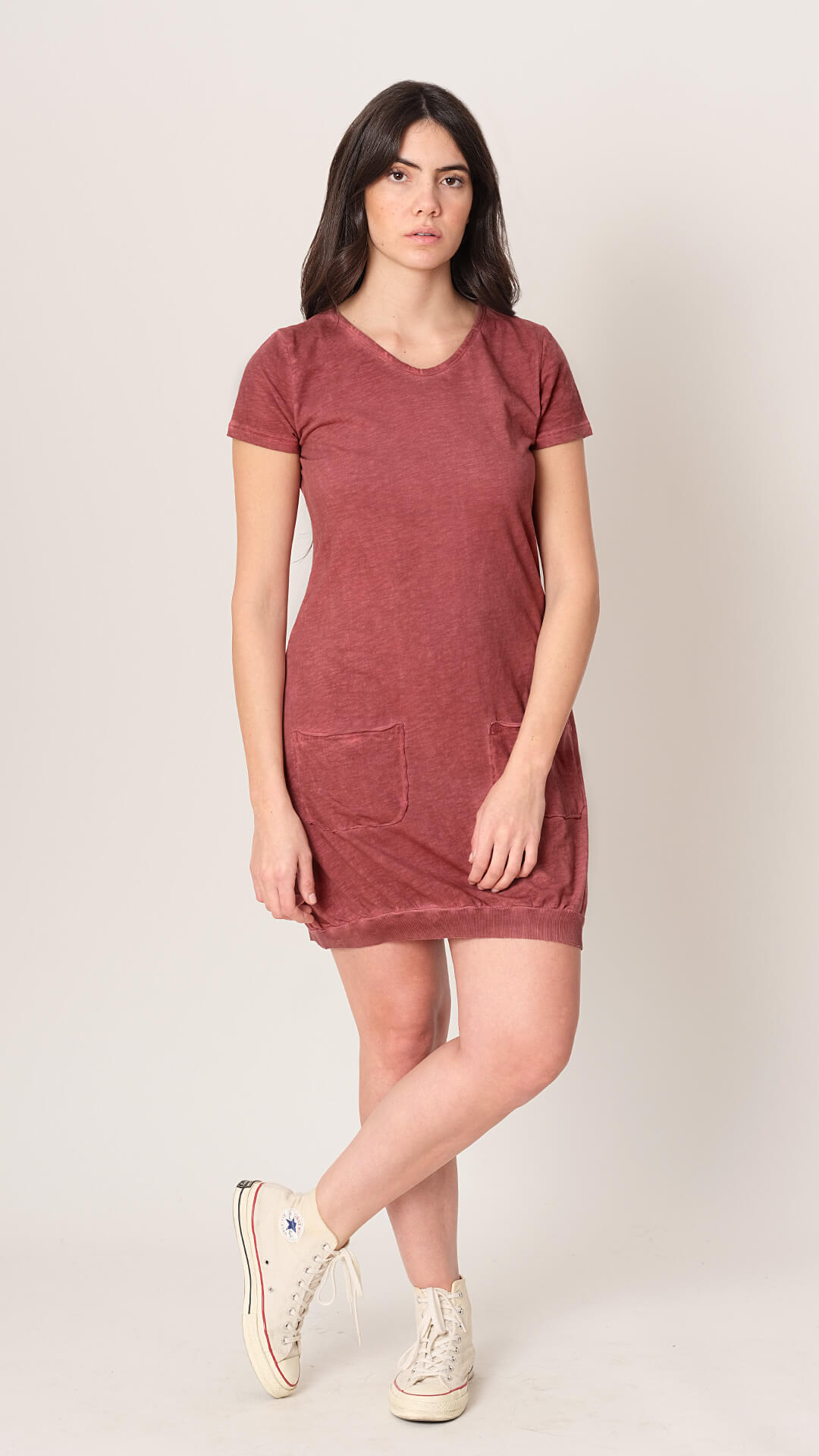 Red Aria dress with pockets - ROUTE 67 ATHENS