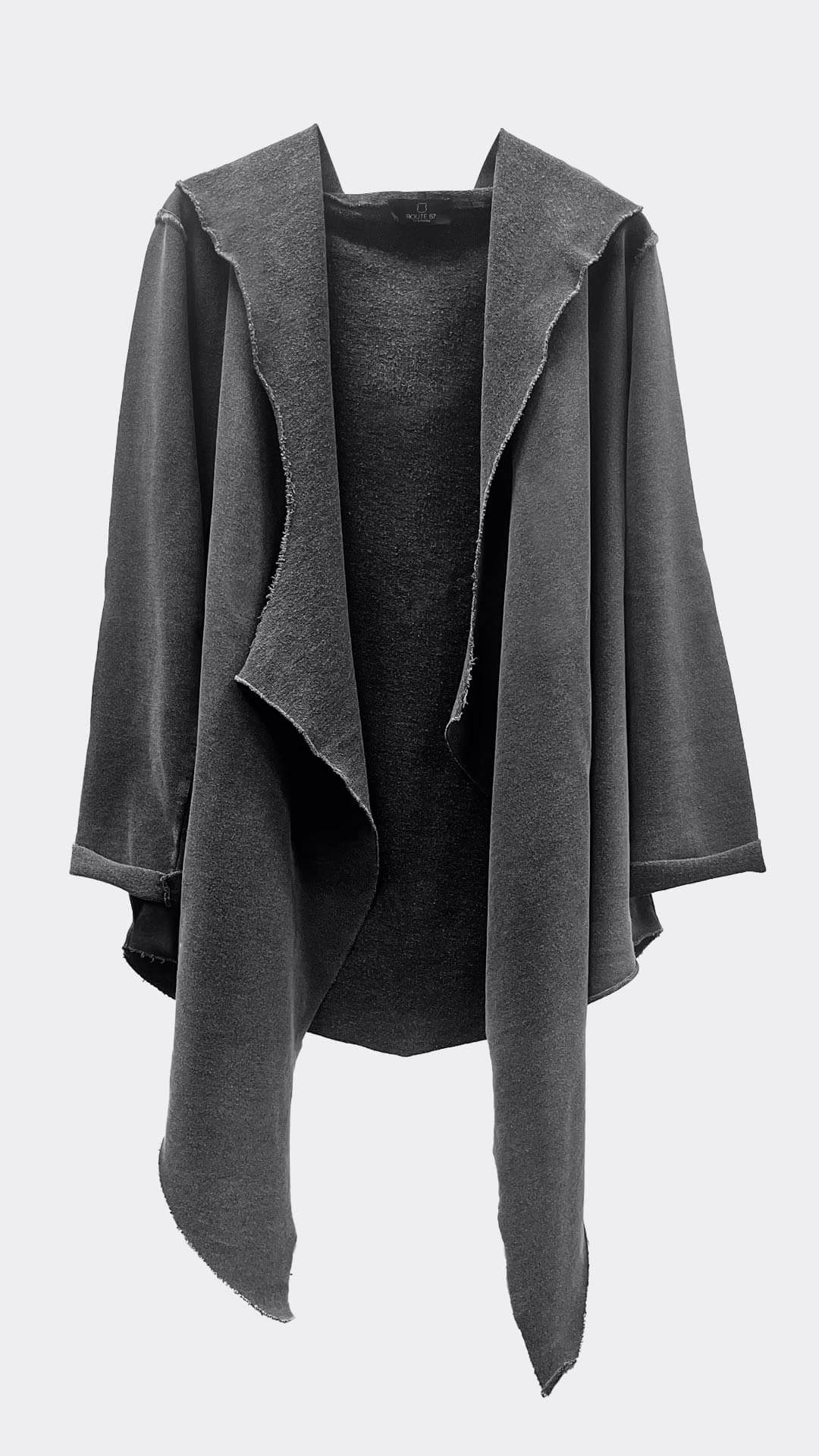 Pointy Cardigan, Front View, in Dark Grey