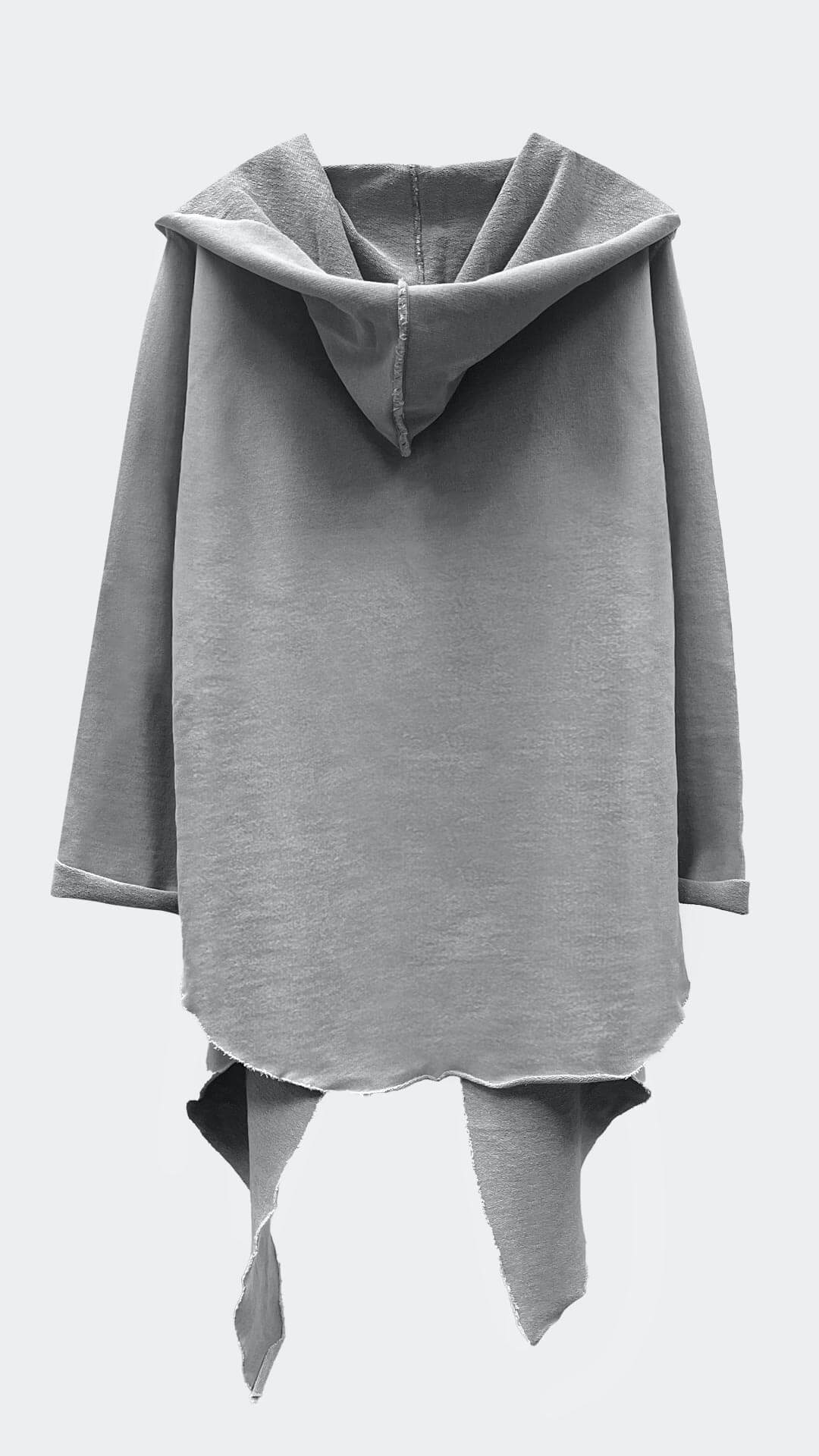 Pointy Cardigan, Back View, in Light Grey