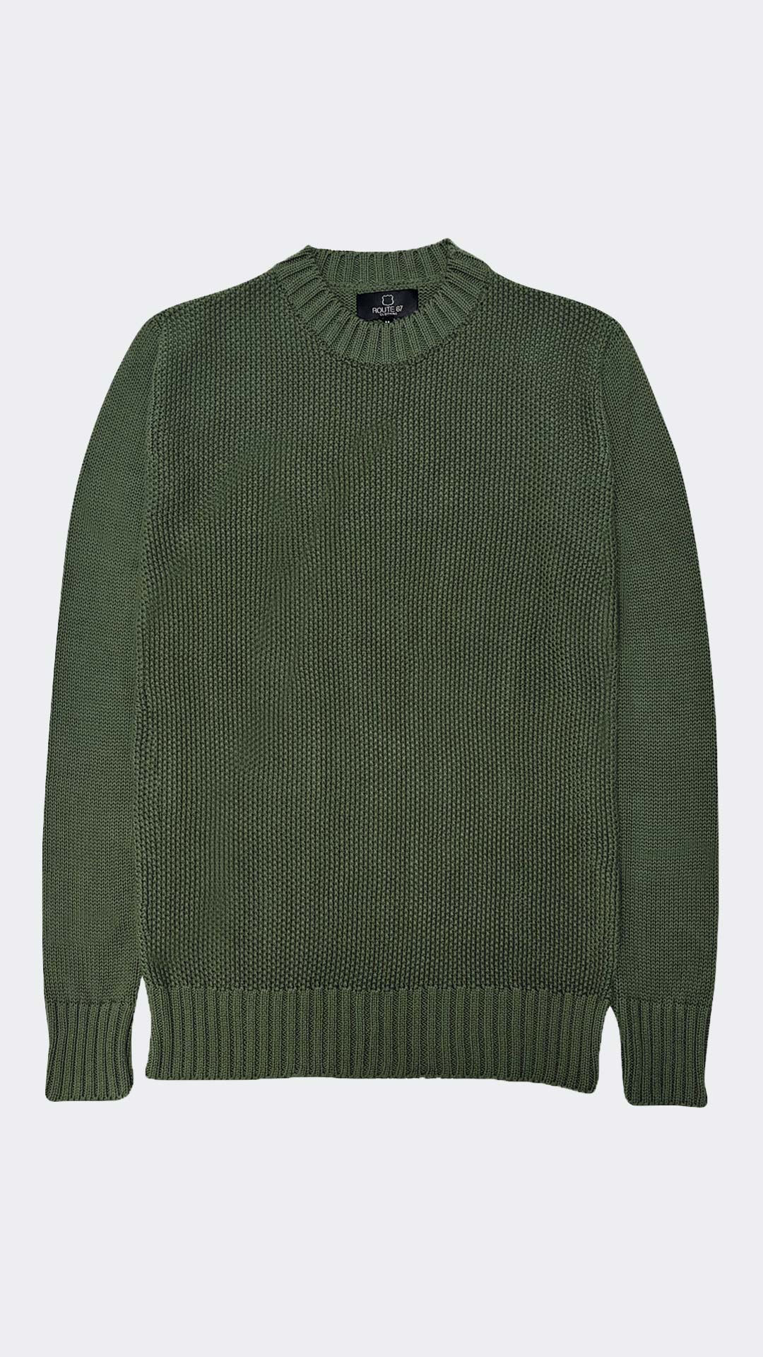 David Jumper Front View in Green - Classic Greek Design