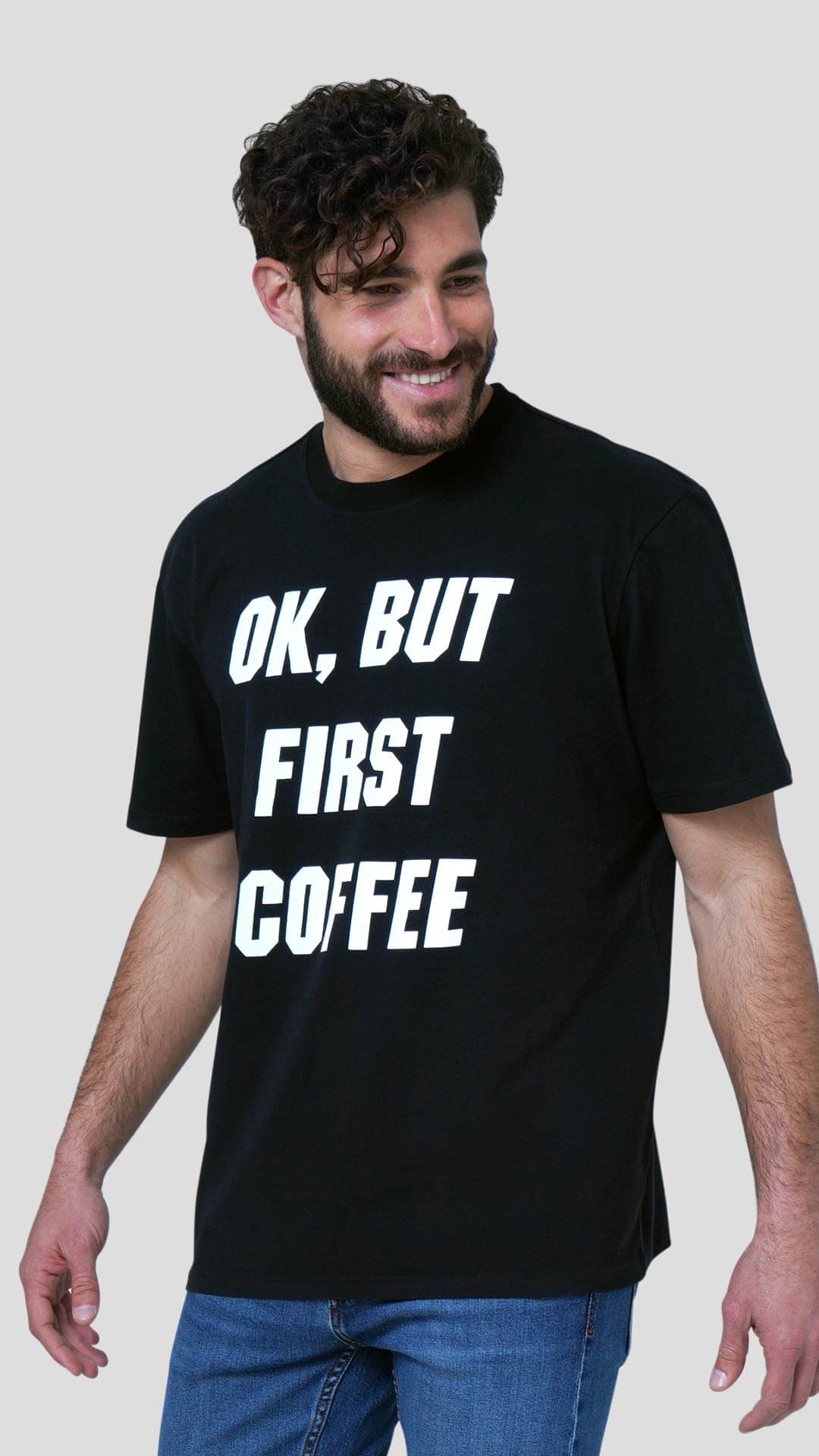 Coffee T-Shirt in Black, Front View