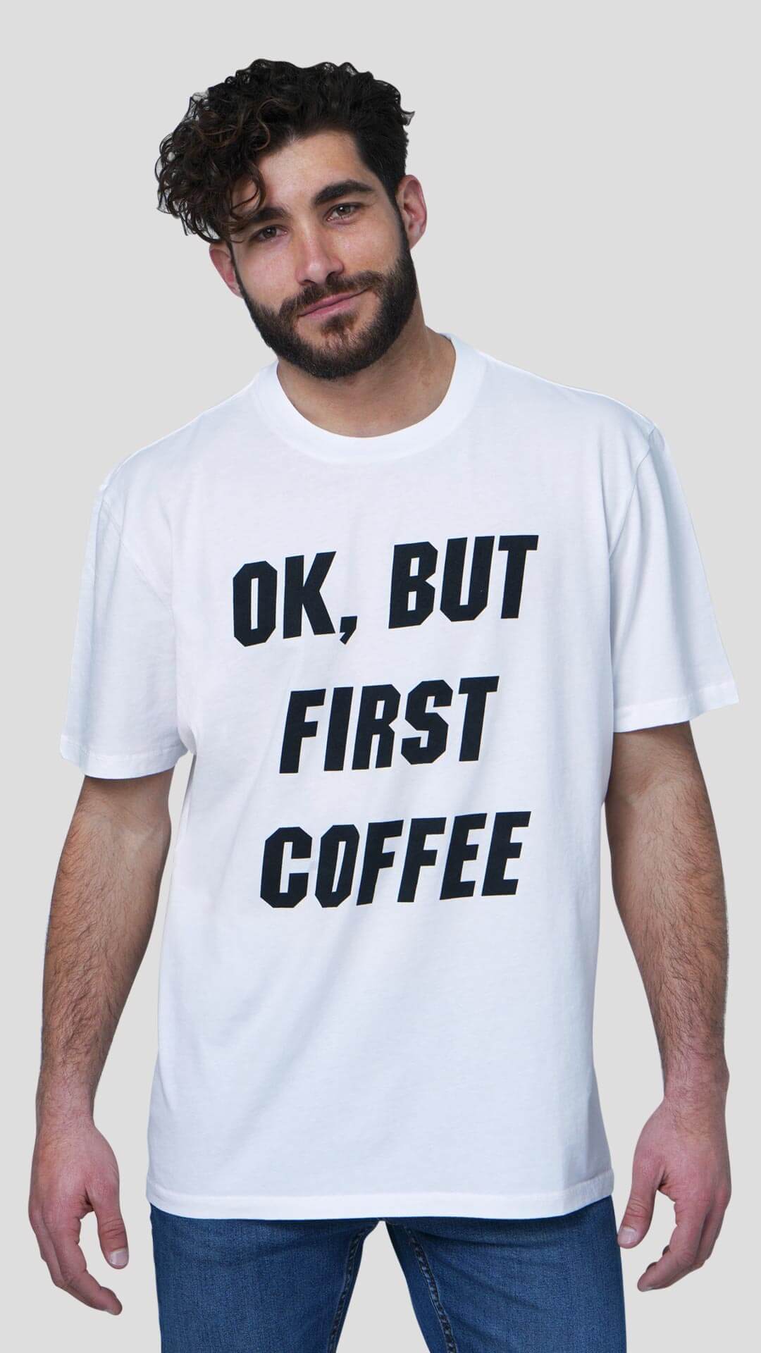 Coffee T-Shirt in White, Front View