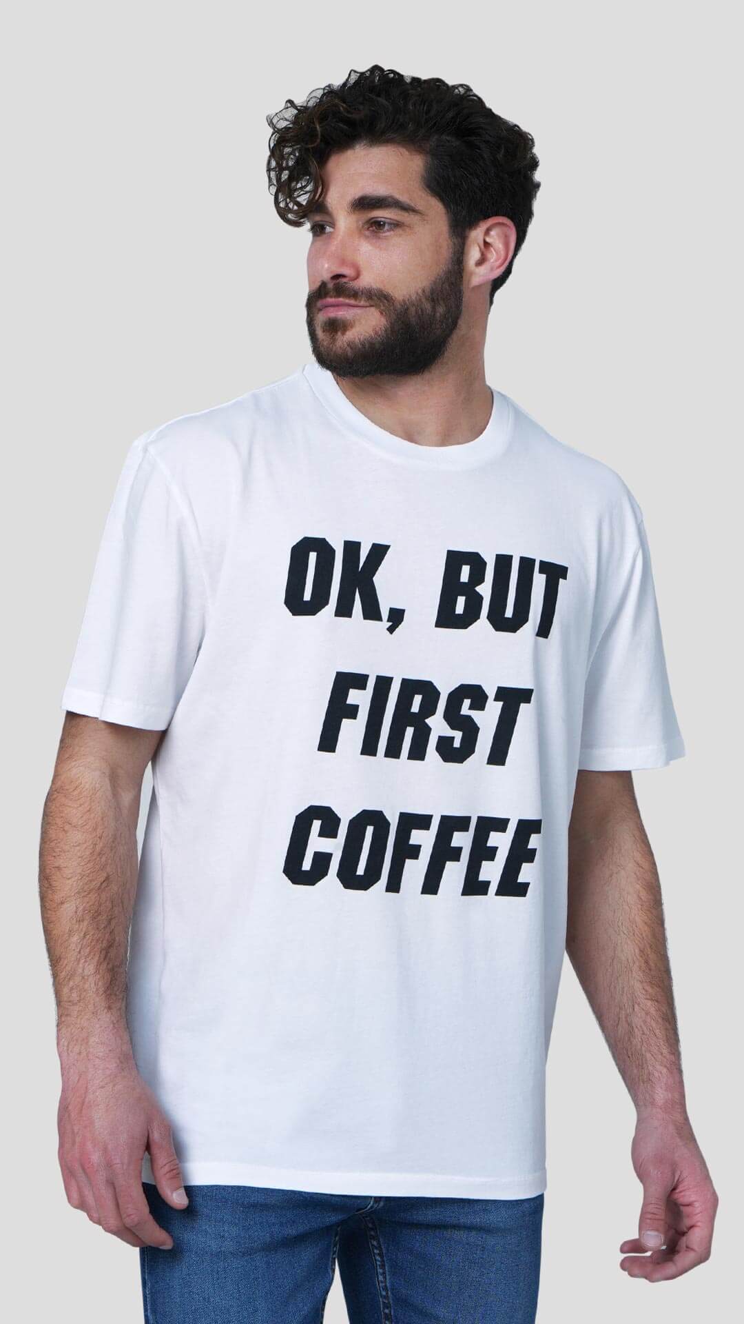 Coffee T-Shirt in White, Front View