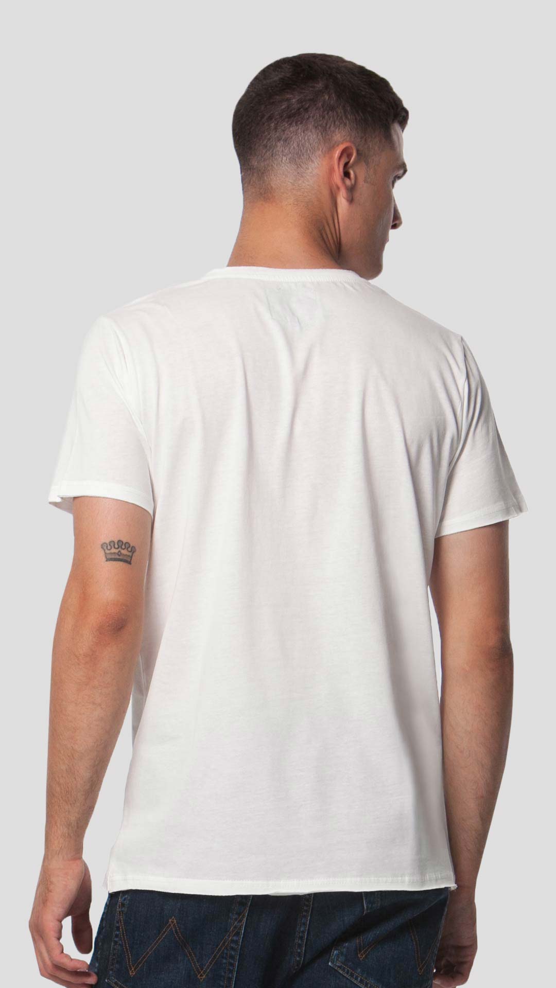 Bulb T-Shirt with Graphic Design in White Back View
