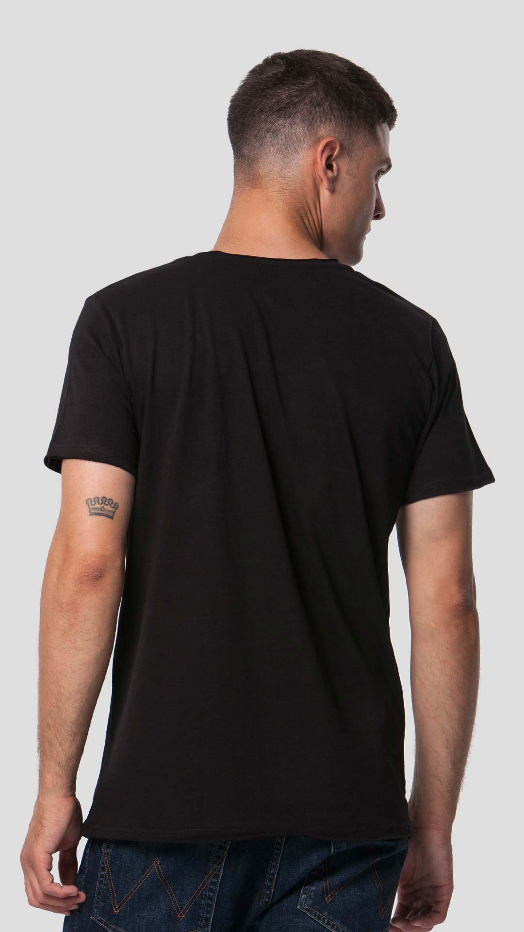 Bulb T-Shirt with Graphic Design in Black, Back View