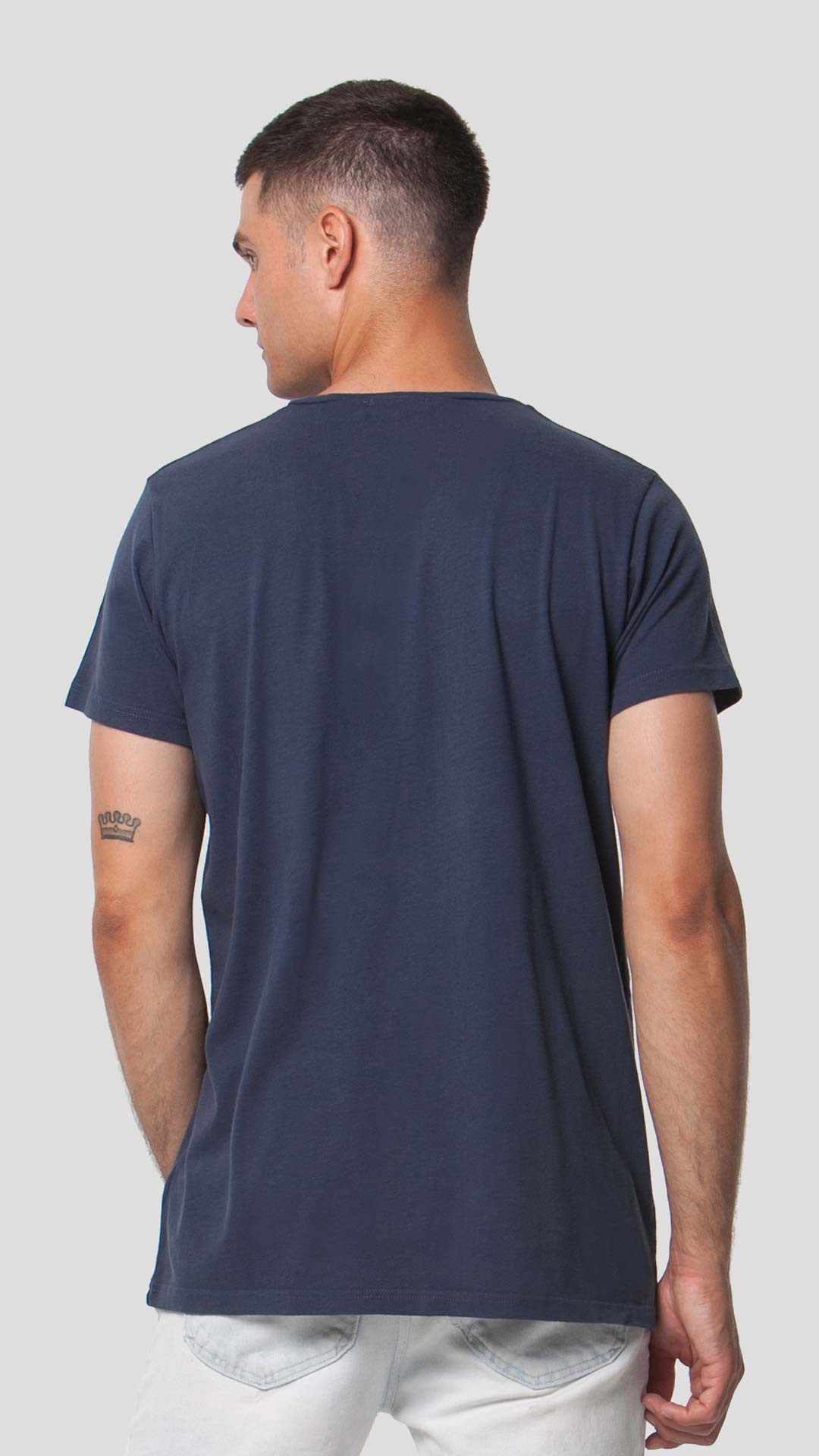 Greek Sea T-Shirt with Unfolding Print, in Blue, Back View