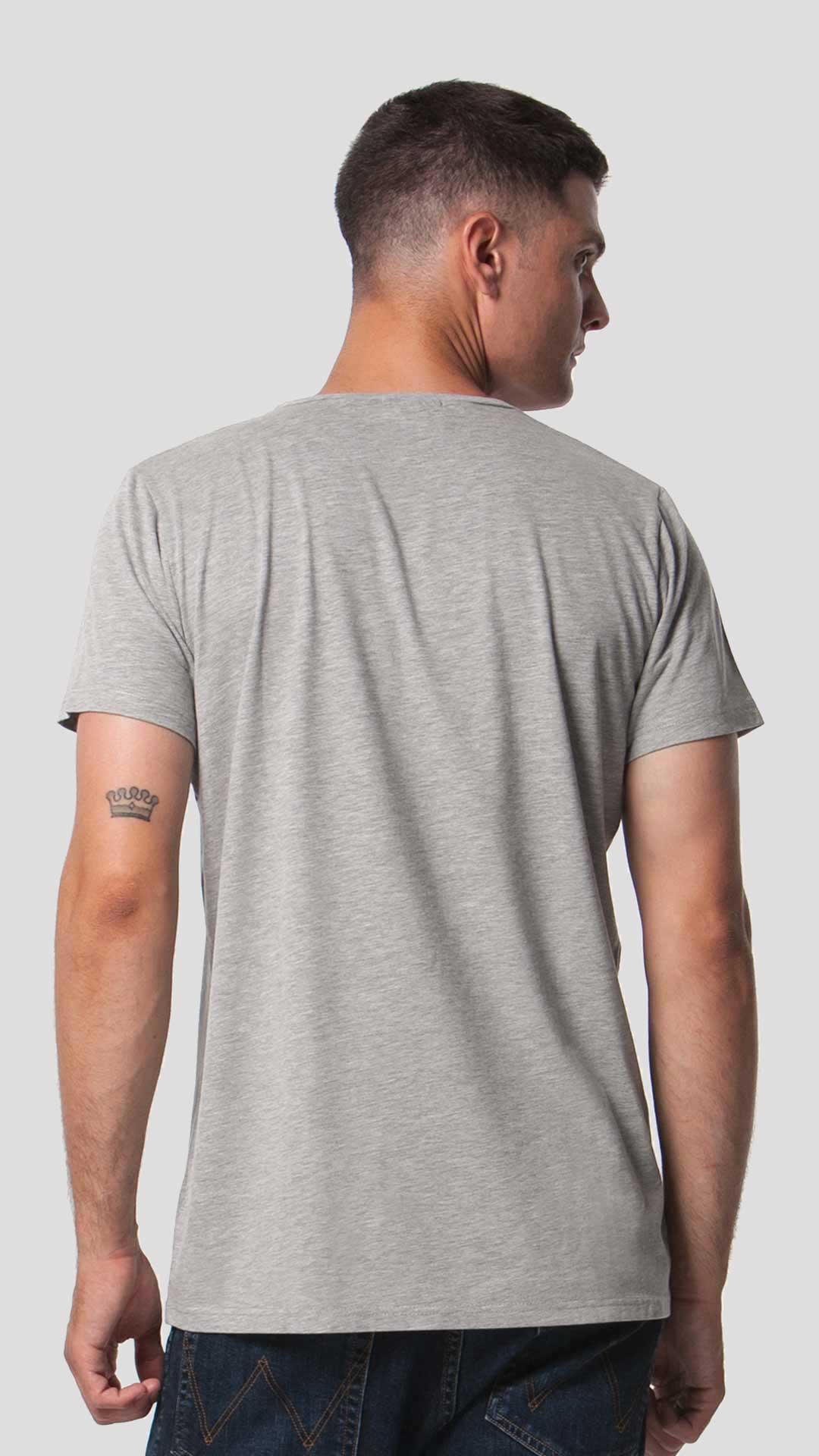 Greek Sea T-Shirt with Unfolding Print, in Light Grey, Back View