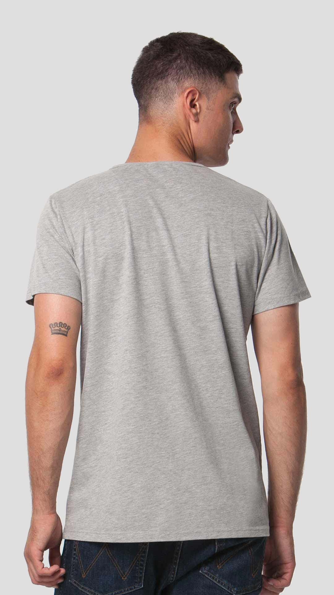 Greek Sun T-Shirt with Unfolding Print, in Light Grey, Back View