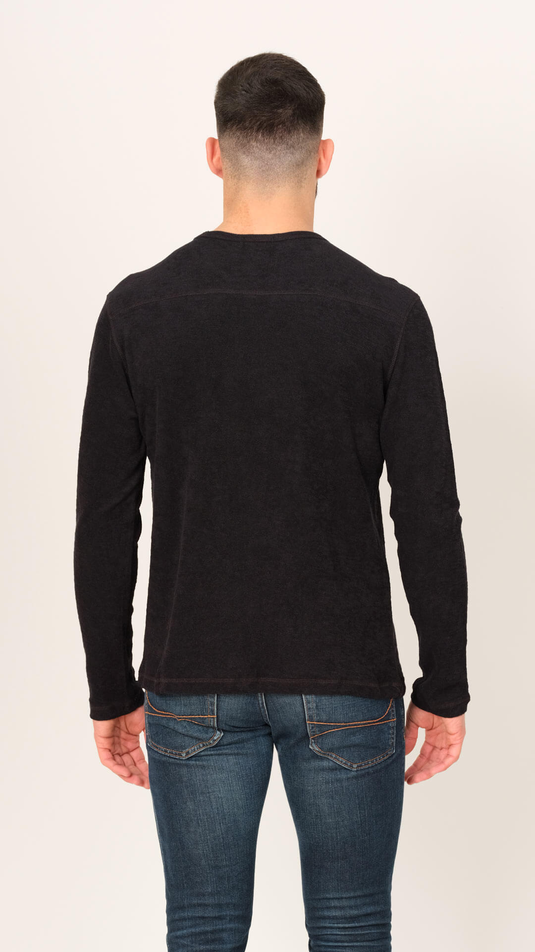 Textured Sweatshirt, Back View, in Black