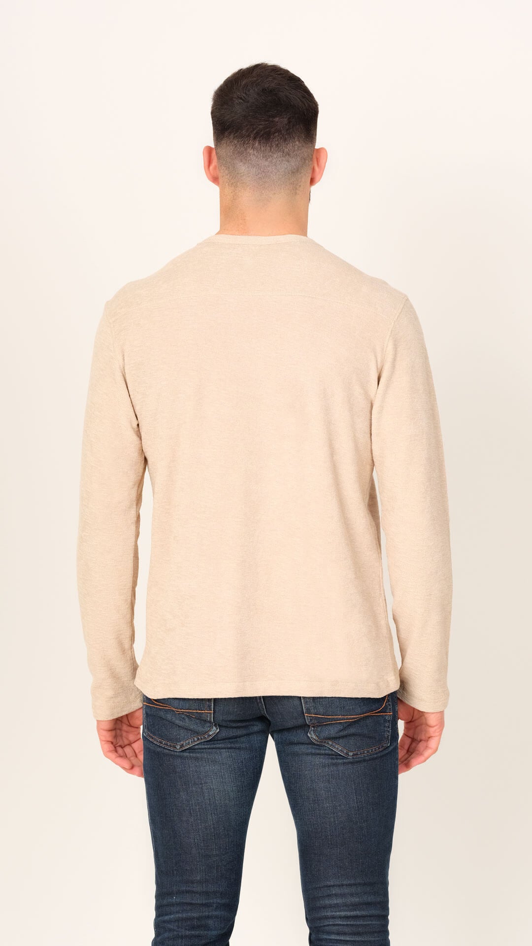 Textured Sweatshirt, Back View, in Light Beige