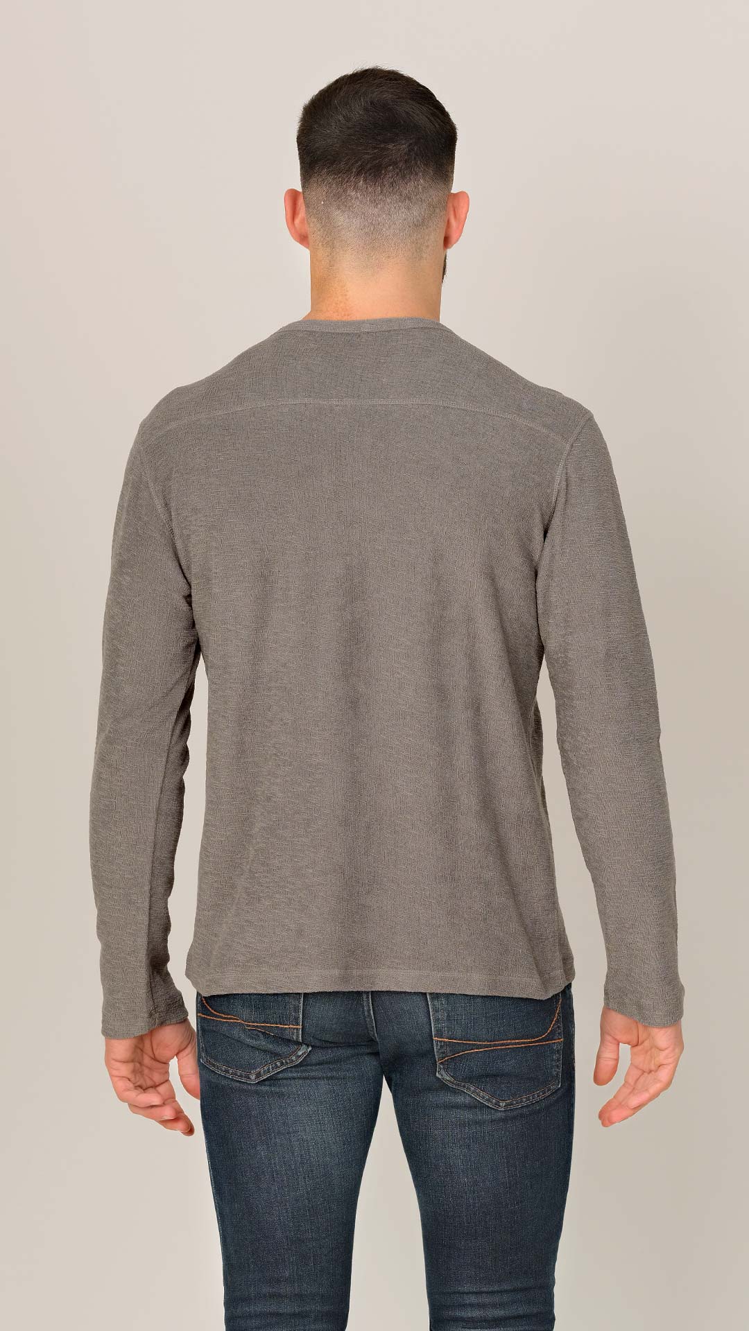 Textured Sweatshirt, Back View, in Grey