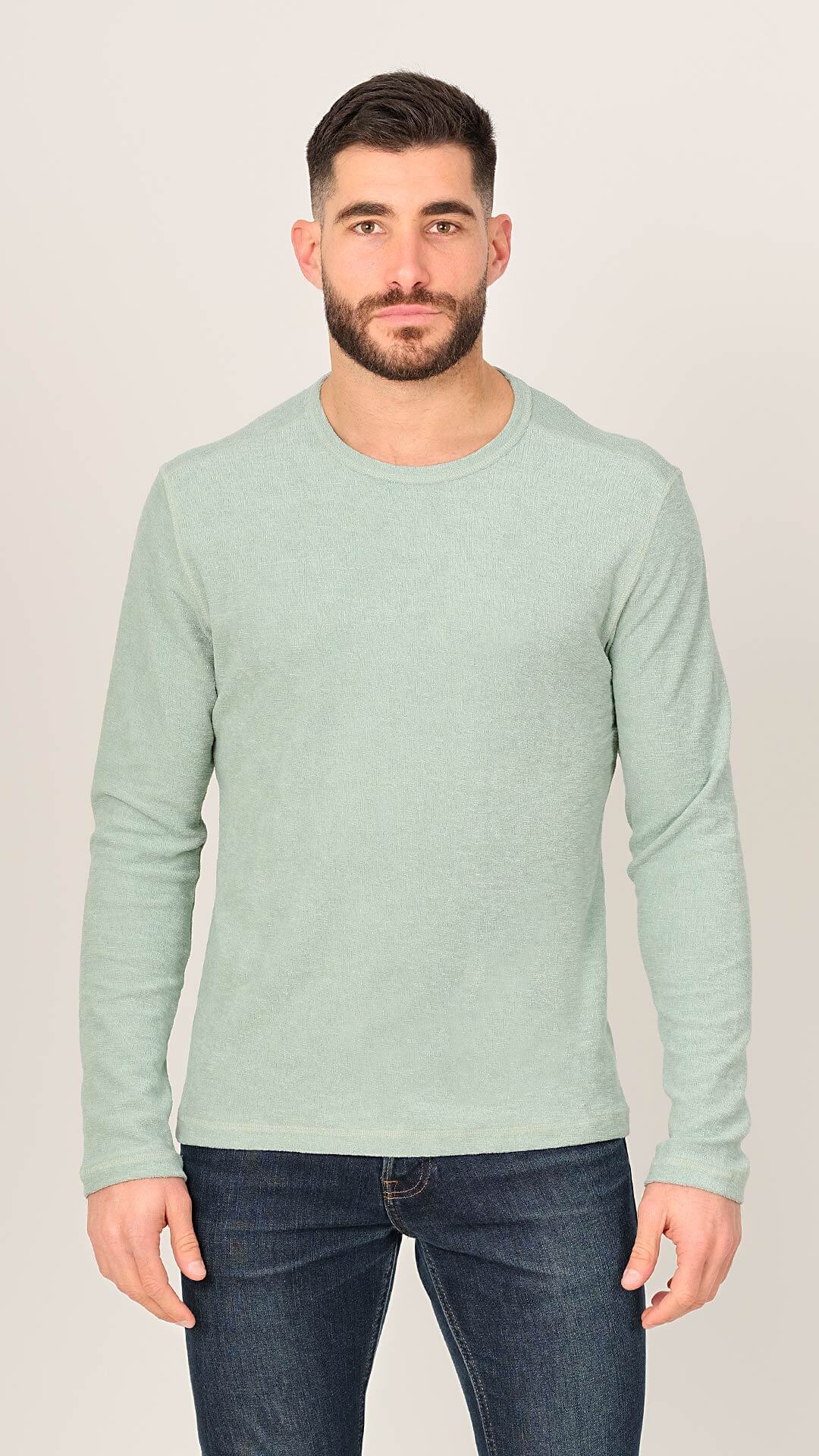 Textured Sweatshirt, Front View, in Light Green