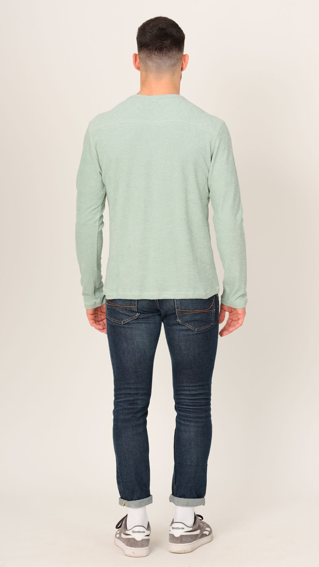 Textured Sweatshirt, Back View, in Light Green