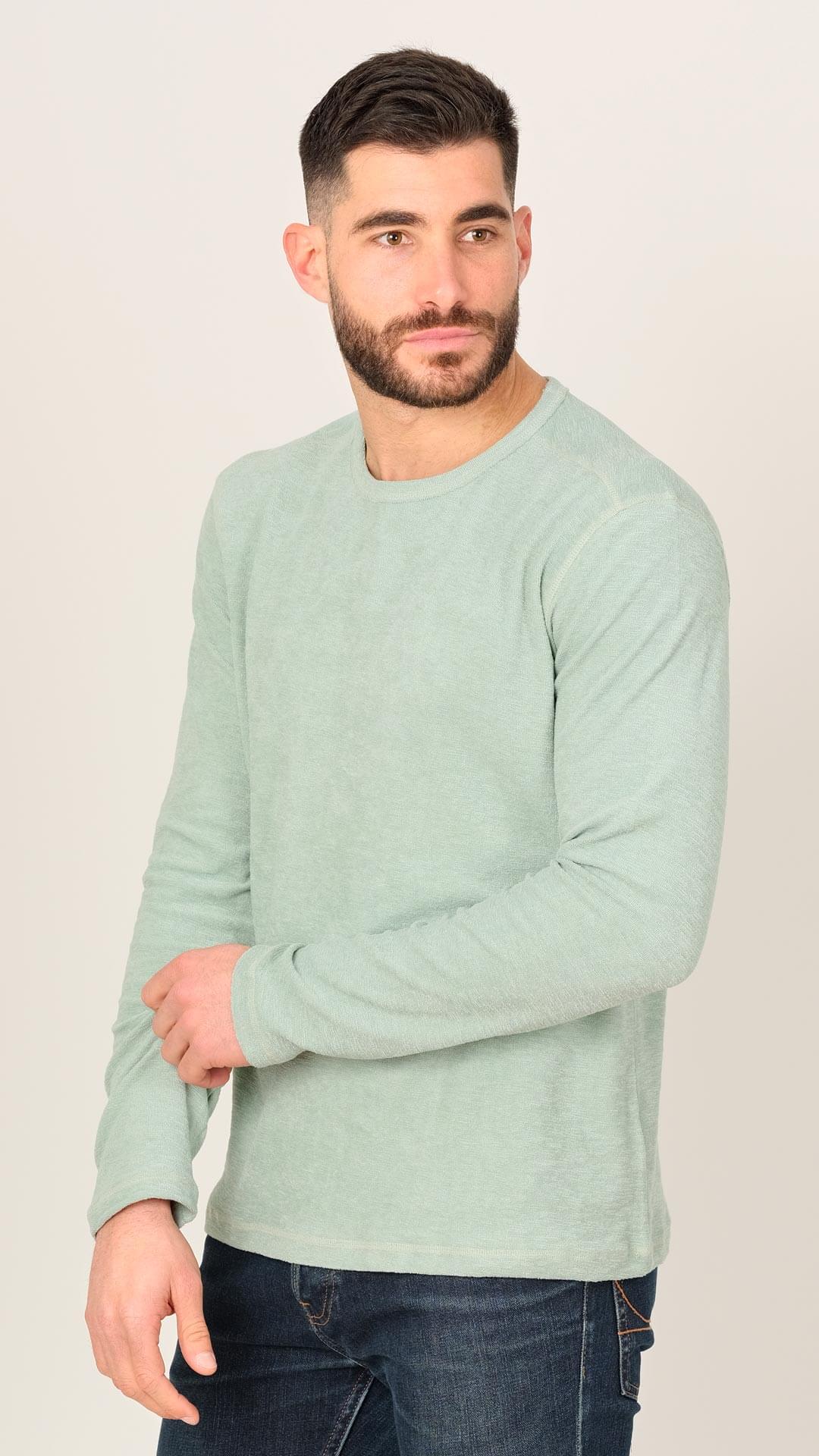 Textured Sweatshirt, Front View, in Light Green