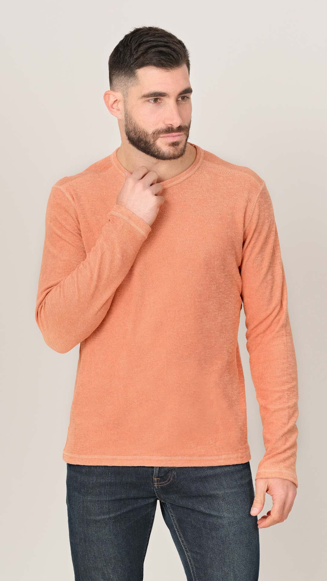 Textured Sweatshirt, Front View, in Orange