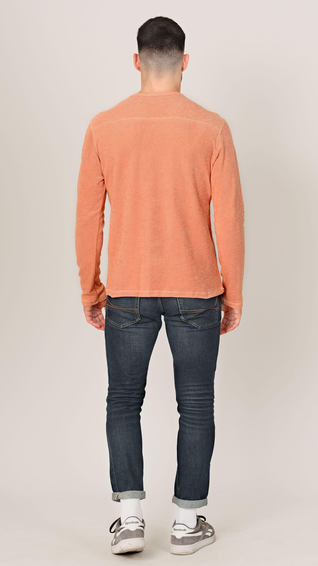 Textured Sweatshirt, Back View, in Orange