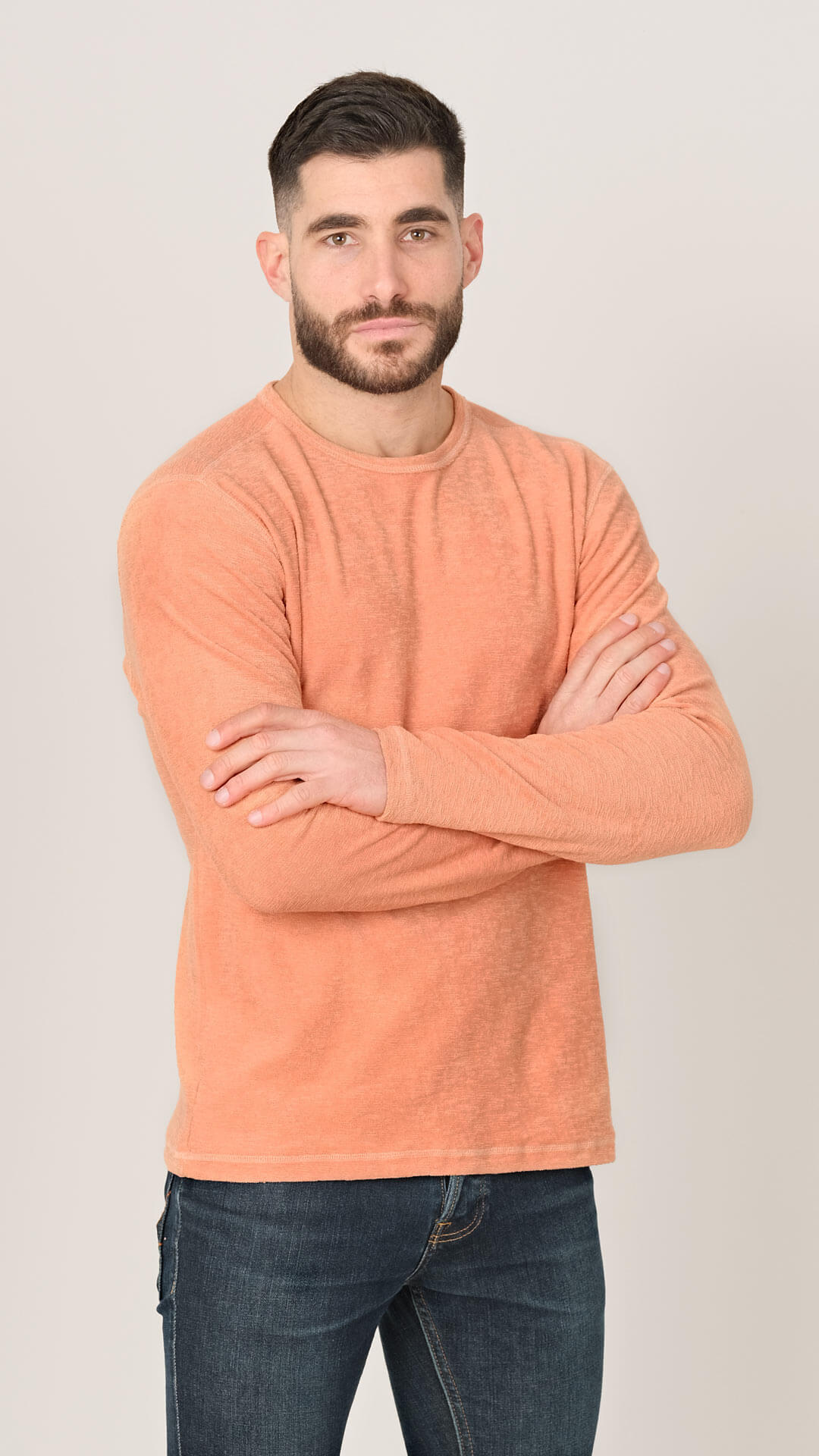 Textured Sweatshirt, Front View, in Orange