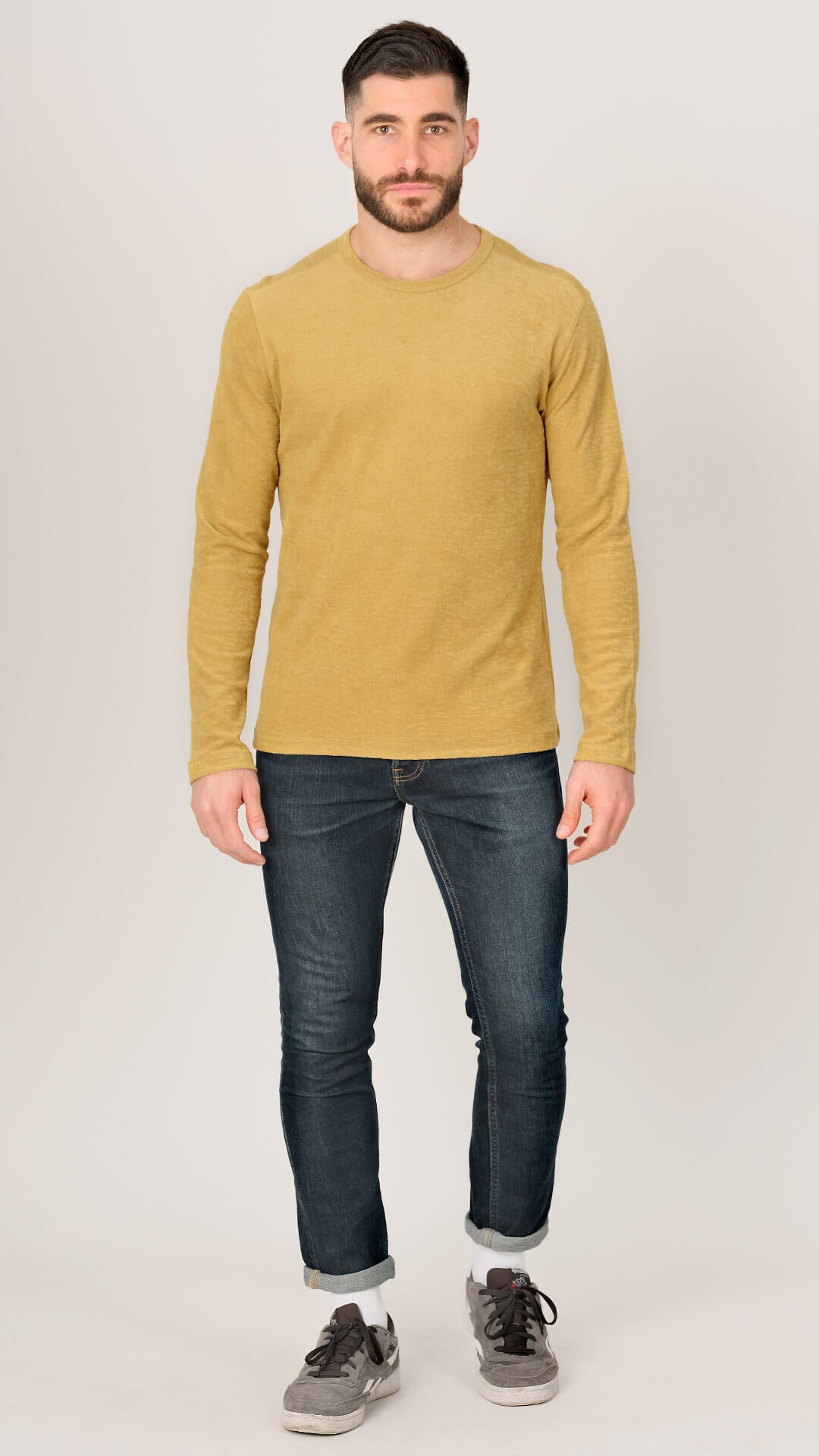 Textured Sweatshirt, Front View, in Yellow