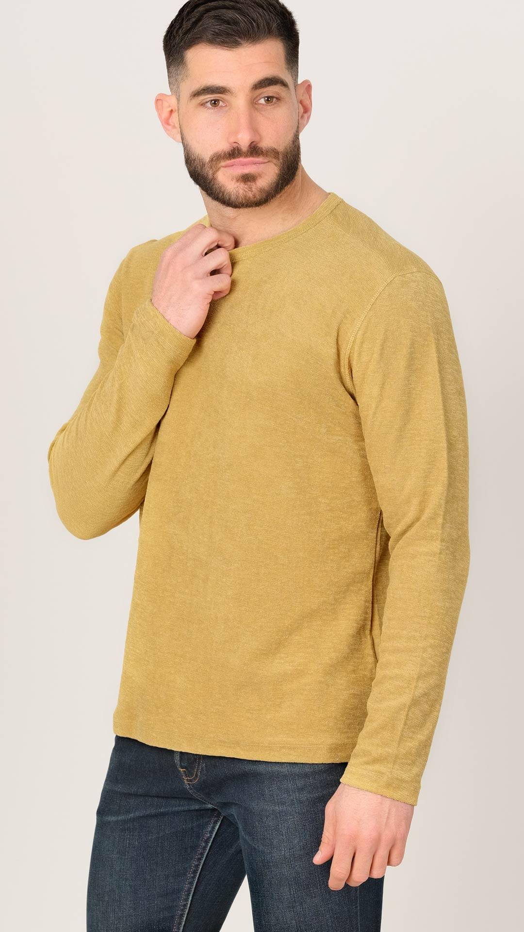 Textured Sweatshirt, Front View, in Yellow