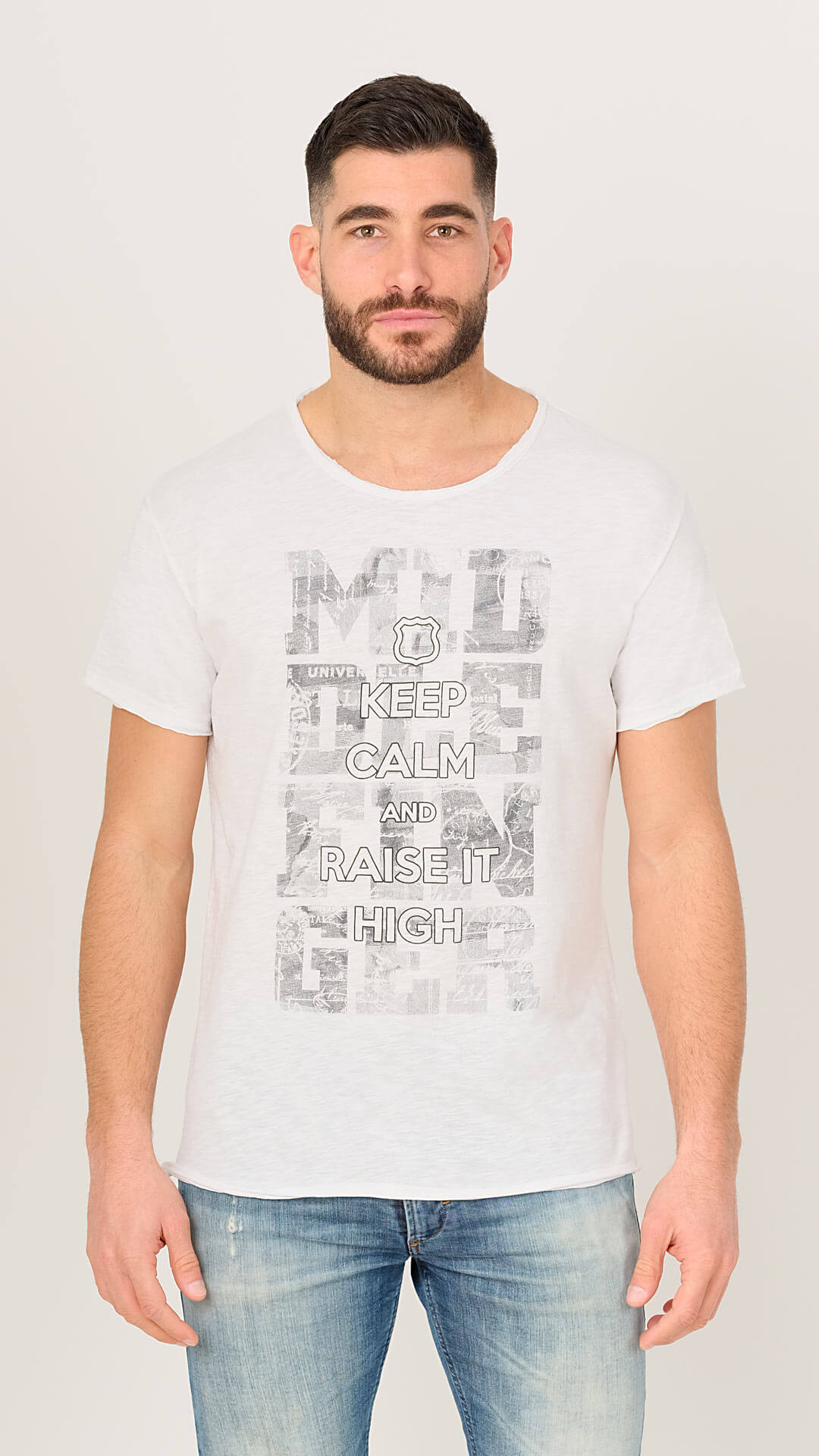 Keep Calm T-Shirt in White, Front View