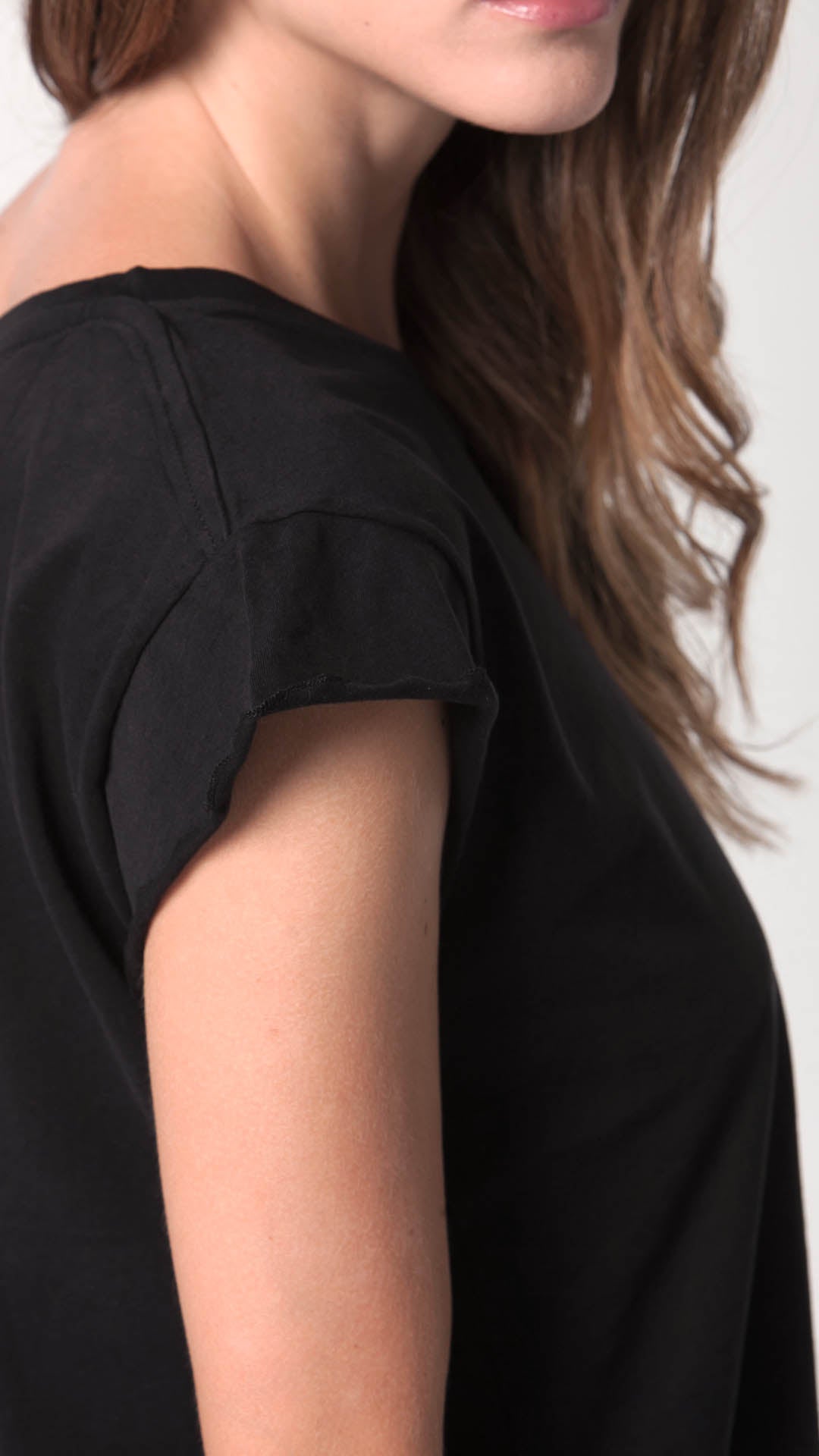 Women's eco-friendly Karma t-shirt in Black by ROUTE 67 ATHENS, handcrafted in Greece