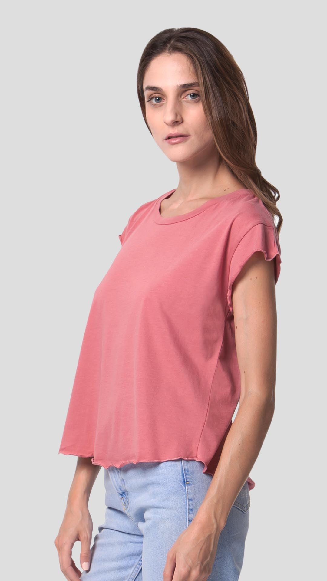 Women's eco-friendly Karma t-shirt in Pink by ROUTE 67 ATHENS, handcrafted in Greece